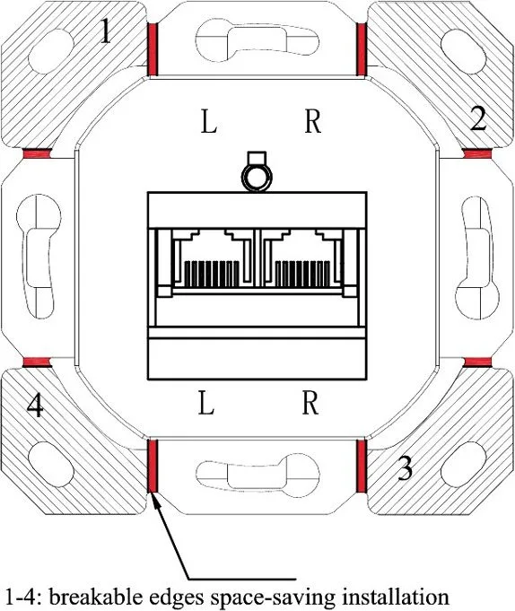 GOOBAY επιτοίχια πρίζα CAT 6 68244, 2x RJ45, 80x80mm, λευκή — εικόνα 6