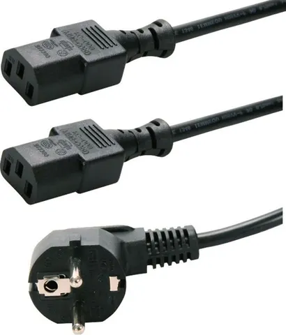 POWERTECH καλώδιο τροφοδοσίας PC για σύνδεση 2 συσκευών P009, 3pin, 1.5m