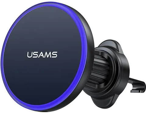 USAMS ασύρματος φορτιστής & βάση smartphone αυτοκινήτου CD277, αεραγωγών, 15W, μαύρος
