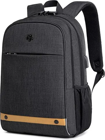GOLDEN WOLF τσάντα πλάτης GB00375 με θήκη laptop 15.6", 19L, USB, μαύρη