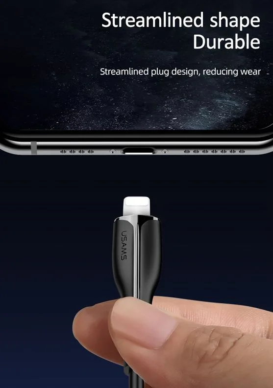 USAMS καλώδιο Lightning σε USB US-SJ371, 2A, 1m, μαύρο — εικόνα 2