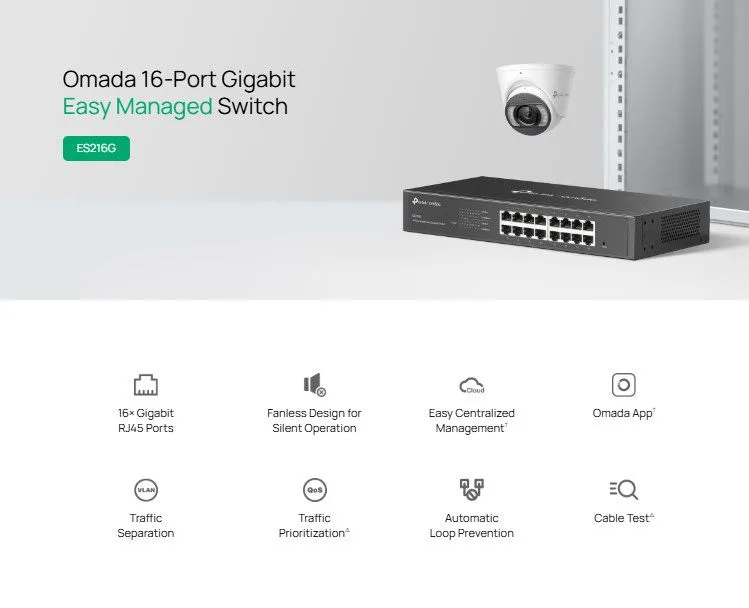 TP-LINK easy managed switch ES216G, 16x Gigabit θύρες, V1.0 — εικόνα 2