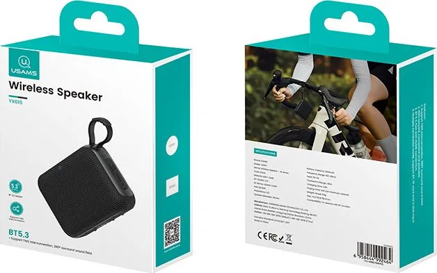 USAMS φορητό ηχείο YX015, 5W, Bluetooth, 1200mAh, μαύρο — εικόνα 9