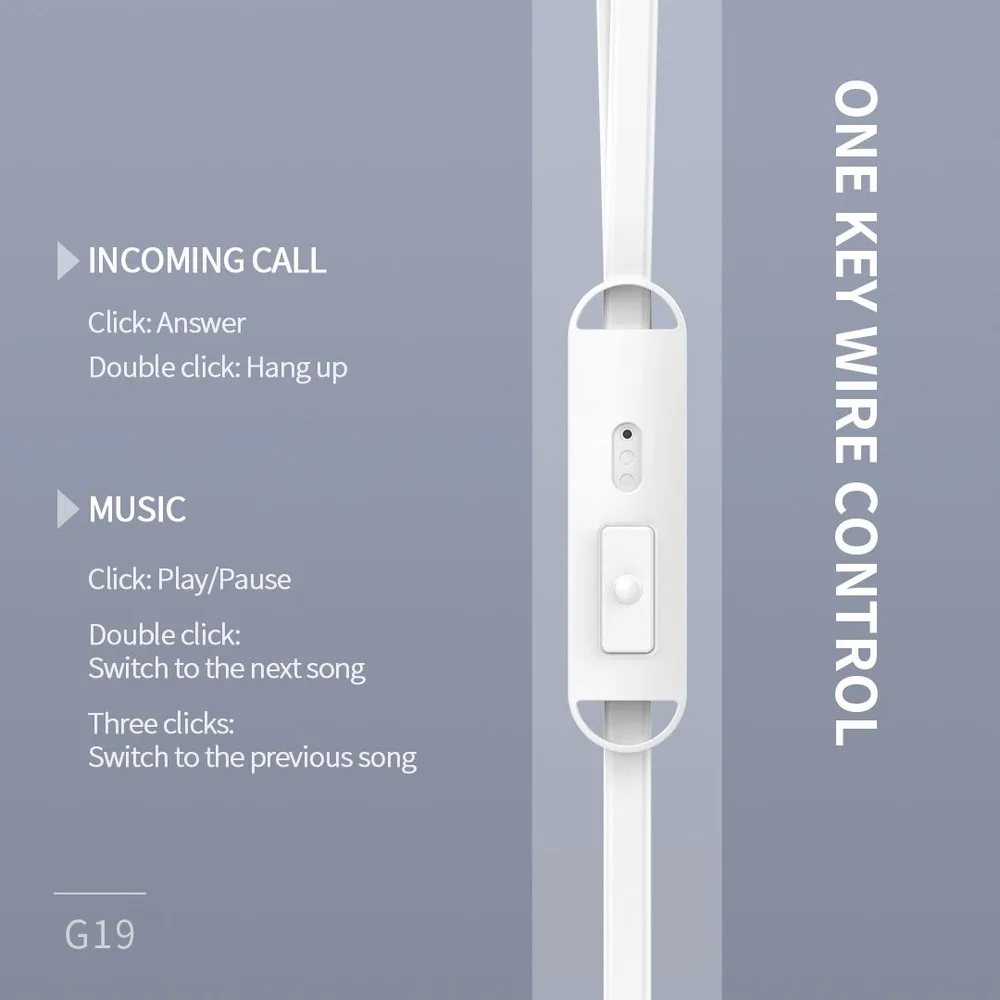CELEBRAT earphones με μικρόφωνο G19, 3.5mm σύνδεση, Φ10mm, 1.2m, μαύρα — εικόνα 3