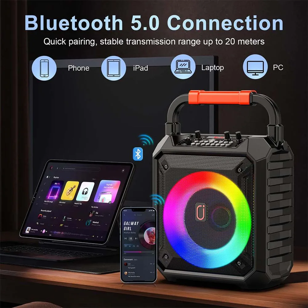 JYX φορητό ηχείο T17-T με 2x μικρόφωνα, 15W, 3000mah, LED, μαύρο — εικόνα 7