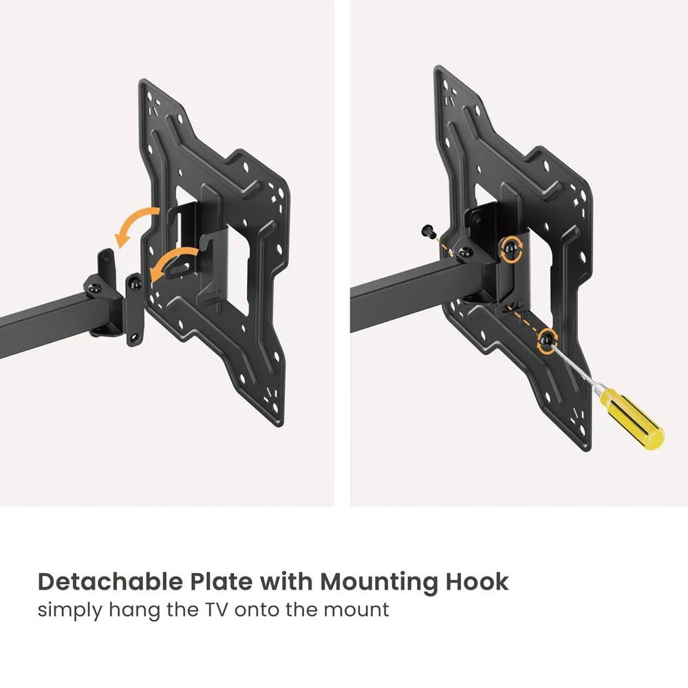 POWERTECH επιτοίχια βάση τηλεόρασης PT-1556, 23-43", έως 30kg, full motion — εικόνα 3