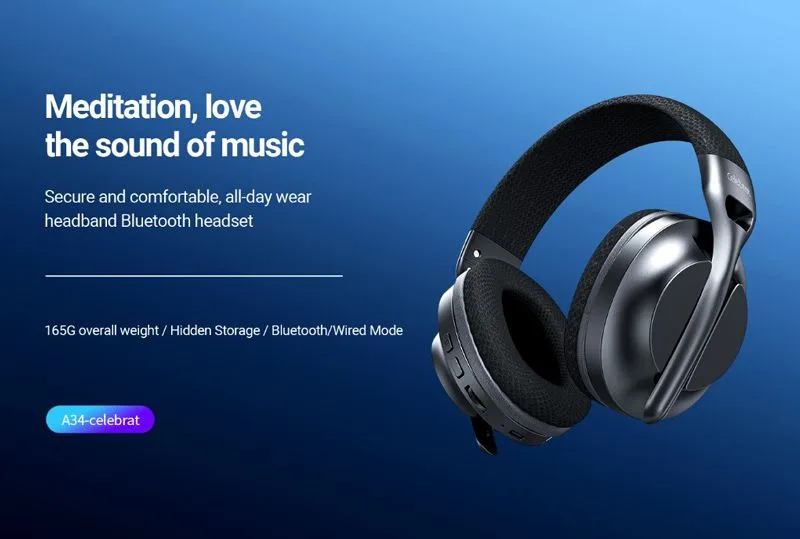 CELEBRAT headphones A34, ασύρματα & ενσύρματα, 40mm, 300mAh, μαύρα — εικόνα 2