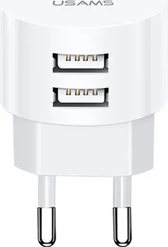 USAMS φορτιστής τοίχου T20, 2x USB, 2.1A, λευκός