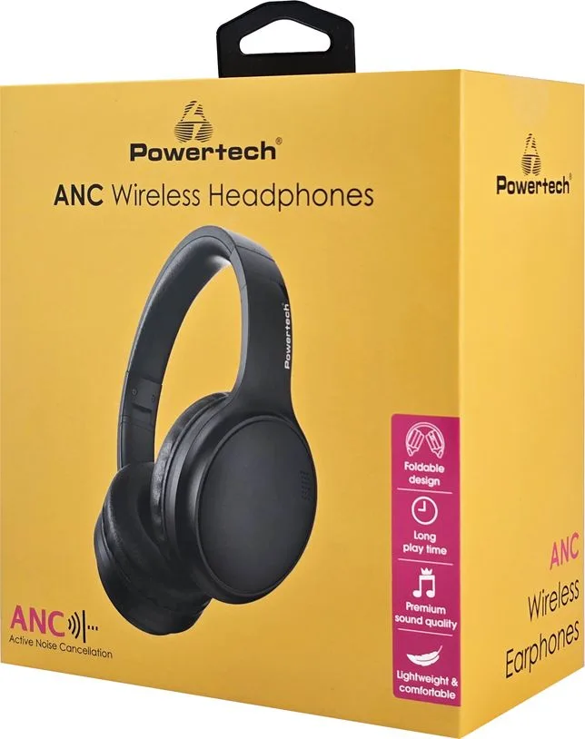 POWERTECH headphones PT-1463, ενσύρματα & ασύρματα, ANC, 40mm, 500mAh, μαύρα — εικόνα 5