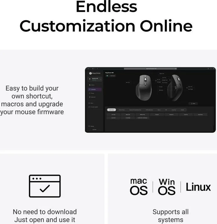 Keychron M6 (M6S-A72) Wireless Ergonomic Optical Mouse 1000hz Polling Rate Black — εικόνα 4