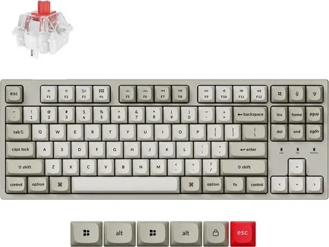 Keychron C1 Pro (C1PX-M1) QMK/VIA Mechanical Red Switch - 8K Polling Rate Hot Swap.80% US Retro RGB
