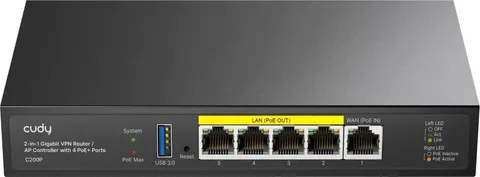 Cudy C200P Gigabit VPN Router, AP Controller, 4 PoE Ports