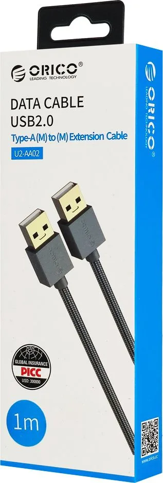 ORICO καλώδιο USB 2.0 U2-AA02, 480Mbps, 1m, γκρι — εικόνα 3