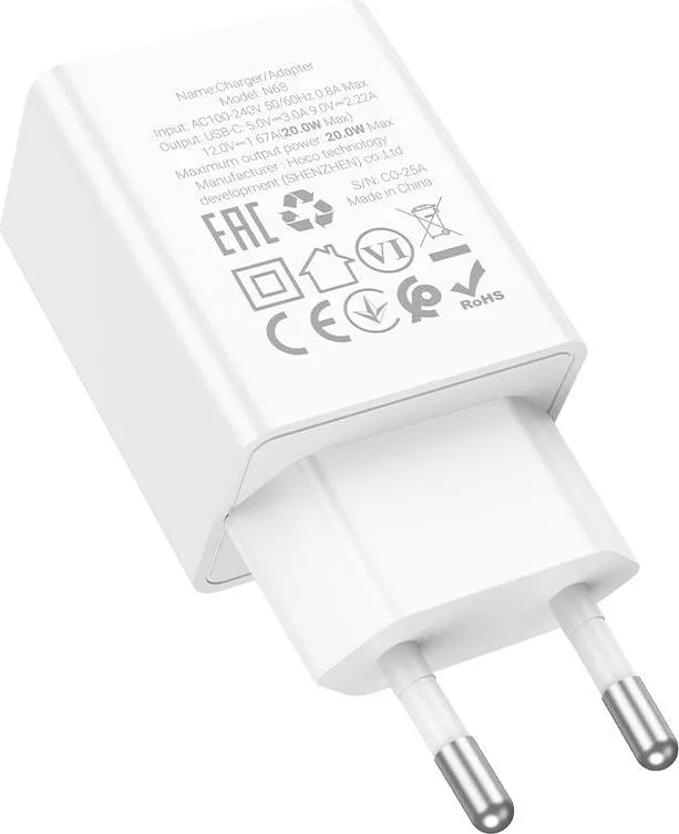 HOCO N68 Neuvo φορτιστής, 20W, λευκό — εικόνα 2