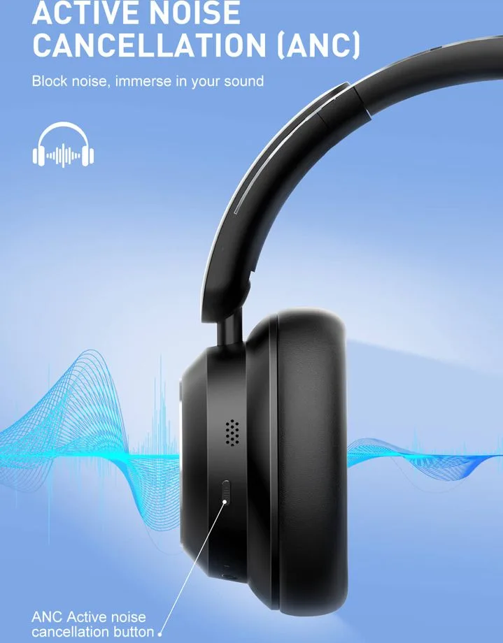 LDNIO headphones H01, ασύρματα & ενσύρματα, 40mm, 1000mAh, ANC, μαύρα — εικόνα 3