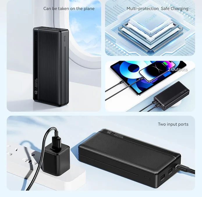 USAMS power bank US-CD205, 2x USB θύρες εξόδου, 10000mAh, 10W, λευκό — εικόνα 2