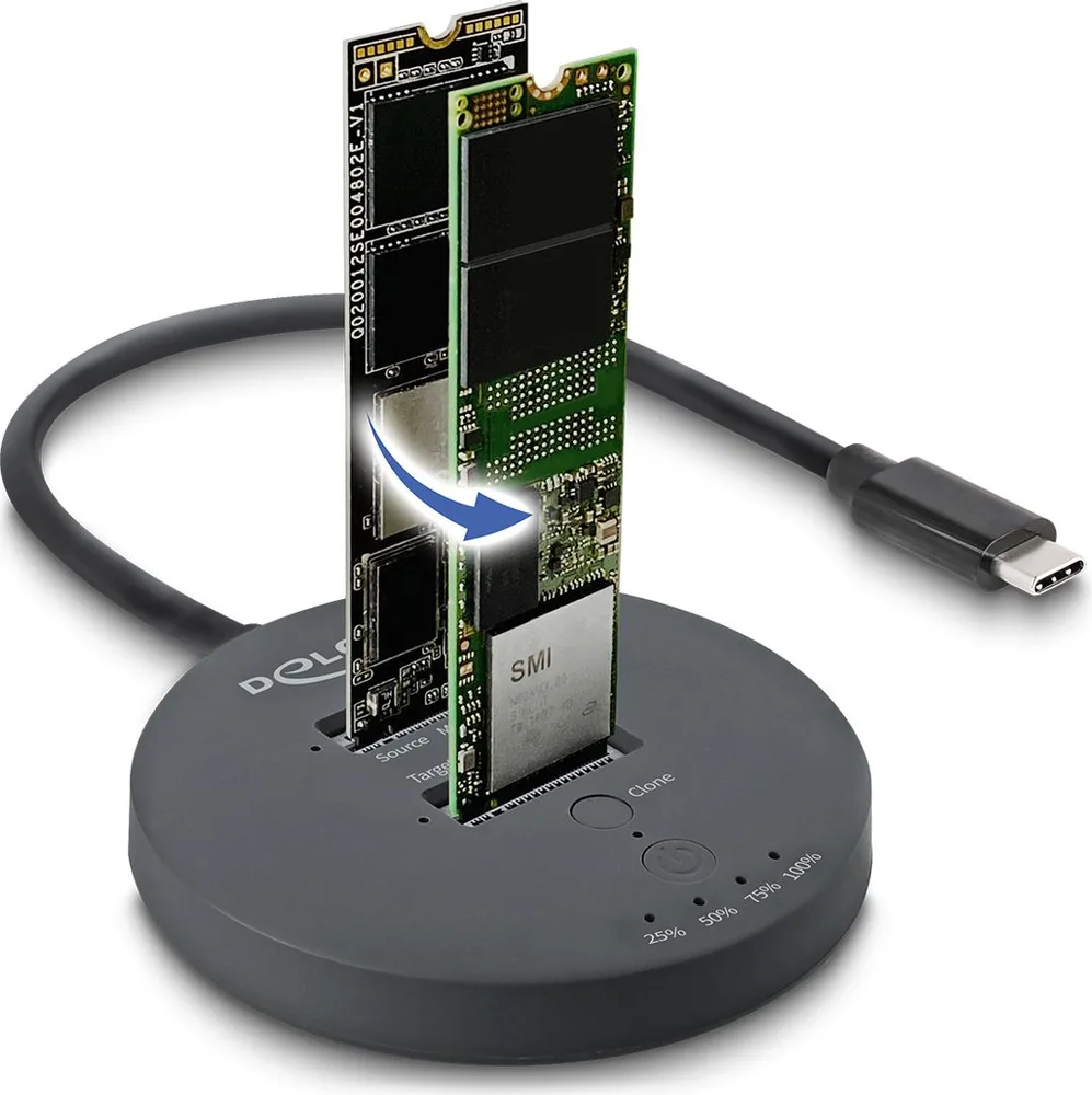 DELOCK docking station για M.2 NVMe PCIe SSD 64364, 2 θέσεων, 20Gbps, clone function, μαύρο — εικόνα 2