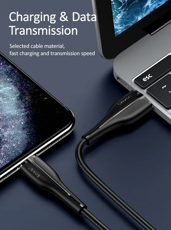 USAMS καλώδιο Lightning σε USB US-SJ371, 2A, 1m, μαύρο — εικόνα 3