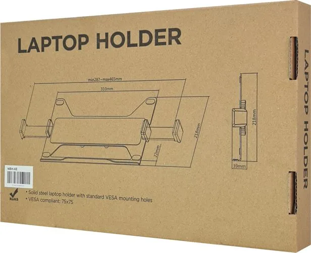 BRATECK βάση laptop NBH-6E για βάση οθονών, VESA 75x75, 11.6-17.3", γκρι — εικόνα 7