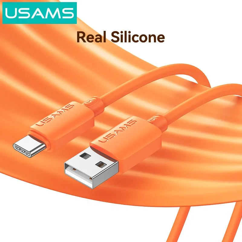 USAMS καλώδιο USB-C σε USB SJ786, σιλικόνης, 3A, 480Mbps, 1m, πορτοκαλί — εικόνα 6