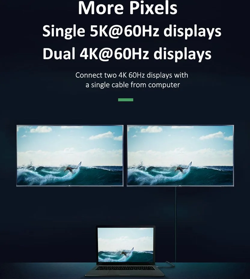 CABLETIME καλώδιο USB-C σε USB-C CT-C160-U31-TB3, 100W, 40Gbps, 4K/60Hz, 0.5m, μαύρο — εικόνα 4