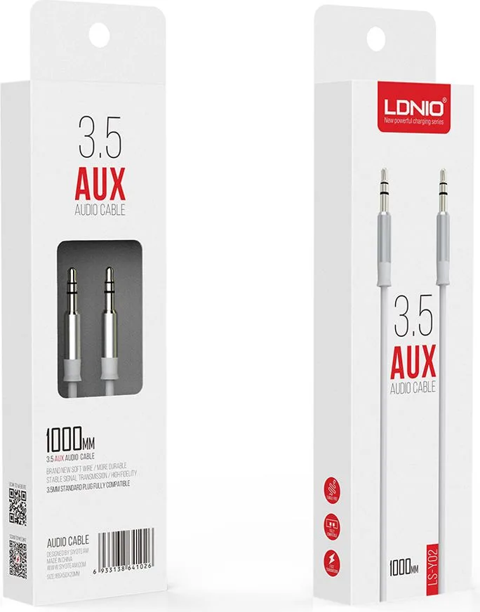 LDNIO καλώδιο ήχου 3.5mm LS-Y02, AUX, 1m, λευκό — εικόνα 3