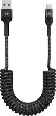POWERTECH καλώδιο USB-C σε USB PTR-0197 με spiral καλώδιο, PD 60W, 480Mbps, 1m, μαύρο