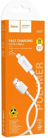 HOCO X107 Favor Charging Data Cable IP, λευκό