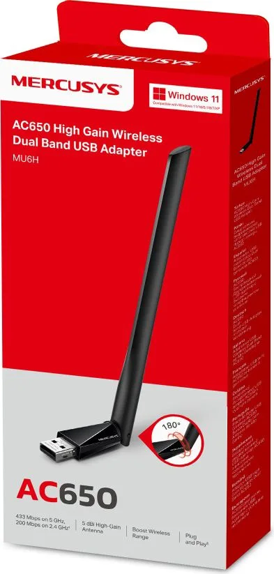 MERCUSYS ασύρματος USB αντάπτορας δικτύου MU6H, AC650, Dual Band, V 1.30 — εικόνα 8