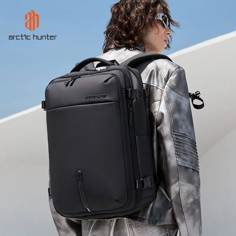 ARCTIC HUNTER τσάντα πλάτης B00866 με θήκη laptop 15.6", αεροστεγής θήκη, 35.5L/49.5L, μαύρη — εικόνα 2