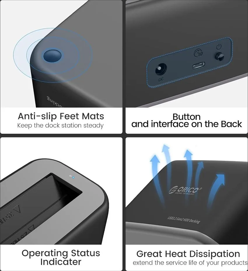 ORICO docking station για 2.5" ή 3.5" SATA HDD/SSD 6819C3-V1, 5Gbps, μαύρο — εικόνα 3
