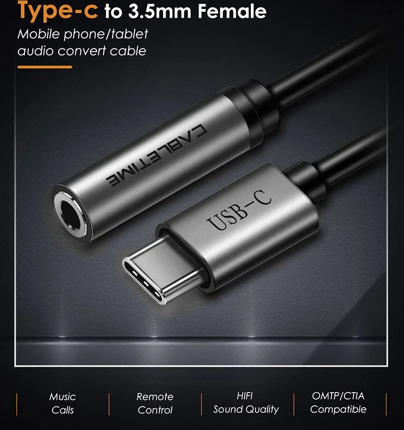 CABLETIME αντάπτορας USB-C σε 3.5mm CT-CMAUDIO, γκρι — εικόνα 3