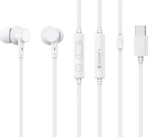 CELEBRAT earphones με μικρόφωνο G40, USB-C σύνδεση, 10mm, 1.2m, λευκά