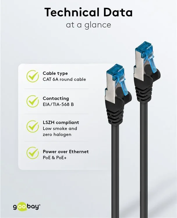 GOOBAY καλώδιο δικτύου 93685, CAT 6A S/FTP, 500MHz, Copper, 1m, μαύρο — εικόνα 5