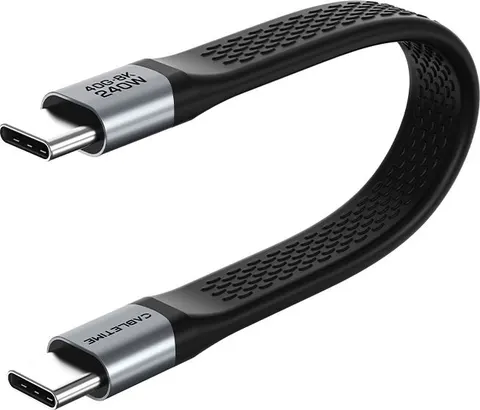 CABLETIME καλώδιο USB-C CT-FU4-AG, flat, 240W, 40Gbps, 8K/60Hz, USB4, 0.15m, μαύρο
