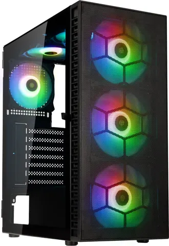 Kolink Observatory HF Mesh ARGB Midi Tower Case - Black (with 6 ARGB fans - 3x140mm & 3x120mm)
