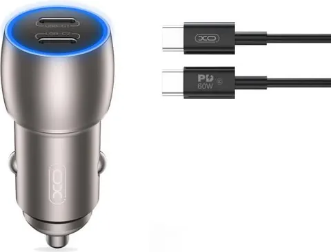 XO CC51 φορτιστής ΑΥΤΟΚΙΝΗΤΟΥ PD 40W, με καλώδιο Type-C, 2 ΘΥΡΕΣ Type-C , ΜΕΤΑΛΛΙΚΟΣ