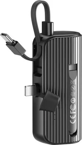 XO PR220 Powerbank ΤΣΕΠΗΣ με βύσμα Lightning για Iphone KAI καλώδιο Type-C, 5000MAH