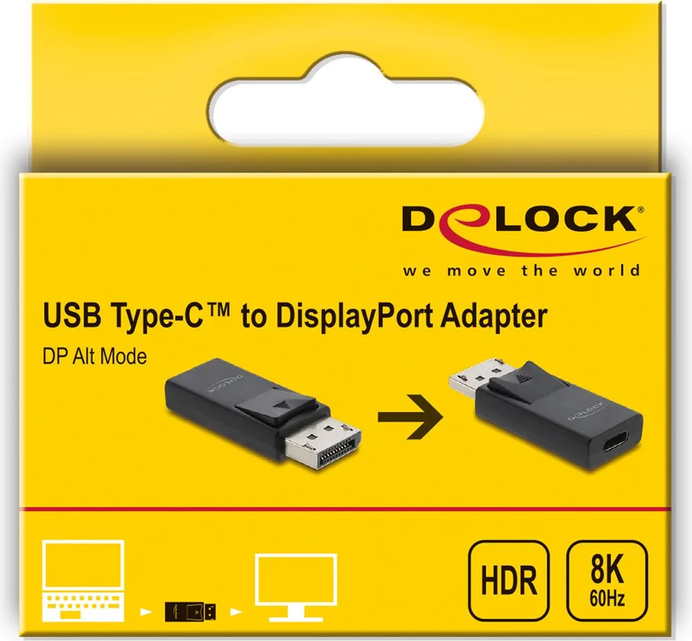 DELOCK αντάπτορας DisplayPort σε USB-C 61078, 8K/60Hz, μαύρος — εικόνα 3