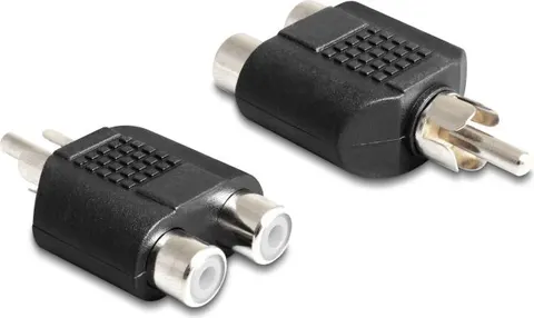 DELOCK αντάπτορας από 2x RCA θηλυκό σε 1x RCA αρσενικό 84499, μαύρος
