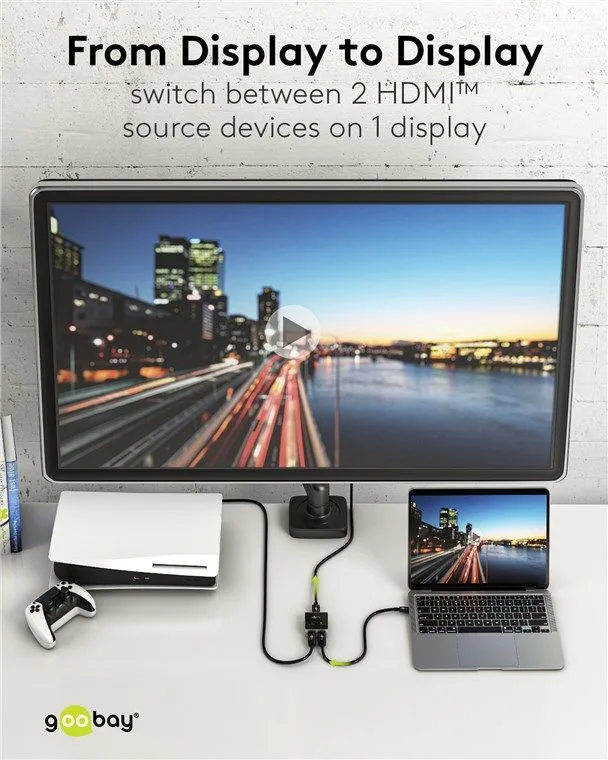 GOOBAY HDMI switch 58486, 2-in σε 1-out, 4K/60Hz, μαύρο — εικόνα 3