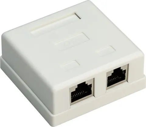 GOOBAY επιτοίχια πρίζα δικτύου 77635, 2 θύρες RJ45, CAT 6 STP, λευκή