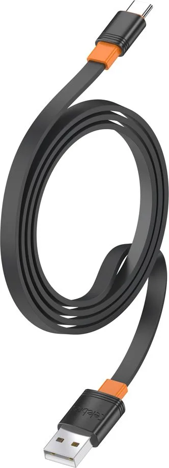 CELEBRAT καλώδιο USB-C σε USB CB-33C, flat, 3A, 1m, μαύρο — εικόνα 3