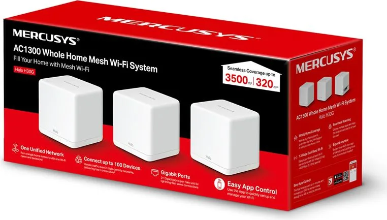 MERCUSYS Mesh Wi-Fi System Halo H30G, 1.3Gbps Dual Band, 3τμχ, Ver. 1.0 — εικόνα 5
