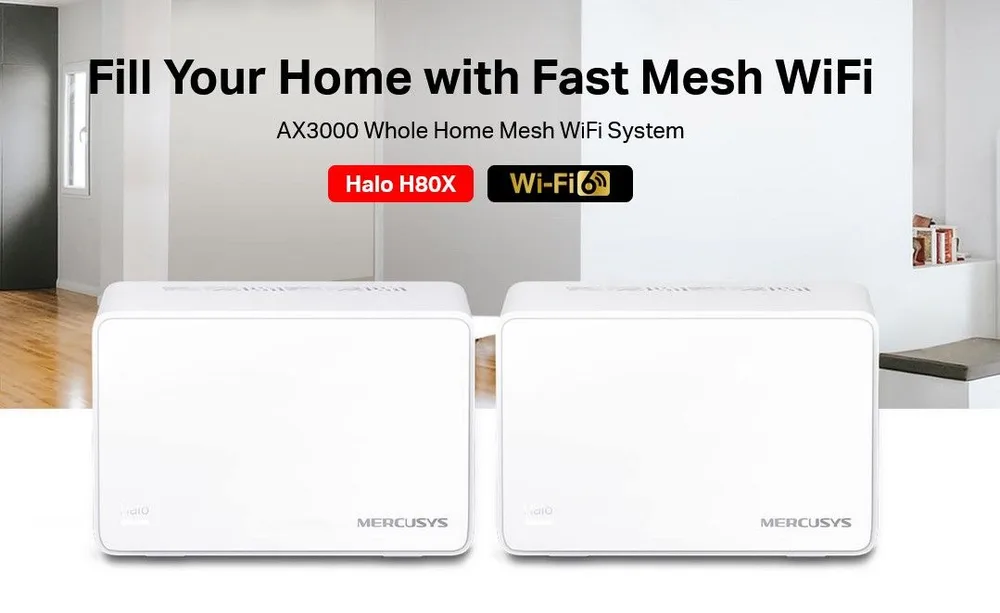 MERCUSYS Mesh Wi-Fi 6 System Halo H80X, 3Gbps Dual Band, 2τμχ, Ver. 1.0 — εικόνα 2