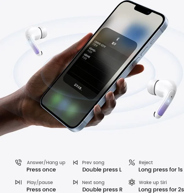 USAMS earphones με θήκη φόρτισης US-XD19, TWS, ENC, Φ13mm, μαύρα — εικόνα 6