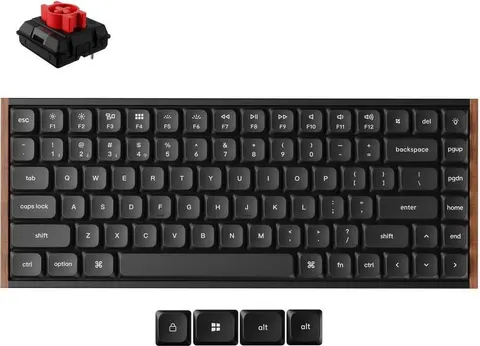 Keychron K3 Ultra (K3U-H1) ZMK 8K Wireless Mechanical Keyboard Red Switch Low Profile Wood Frame 75%