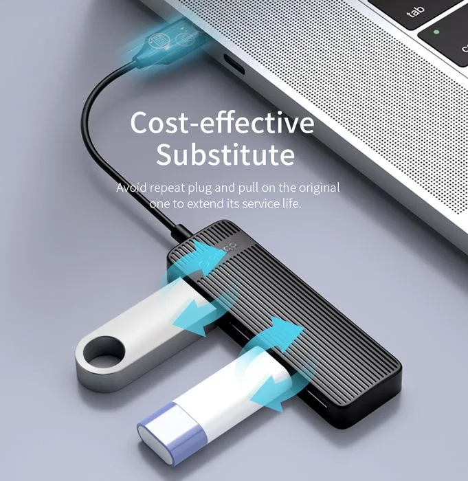 ORICO USB hub FL02, 4x θυρών, USB 2.0, 480Mbps, USB σύνδεση, μαύρο — εικόνα 2