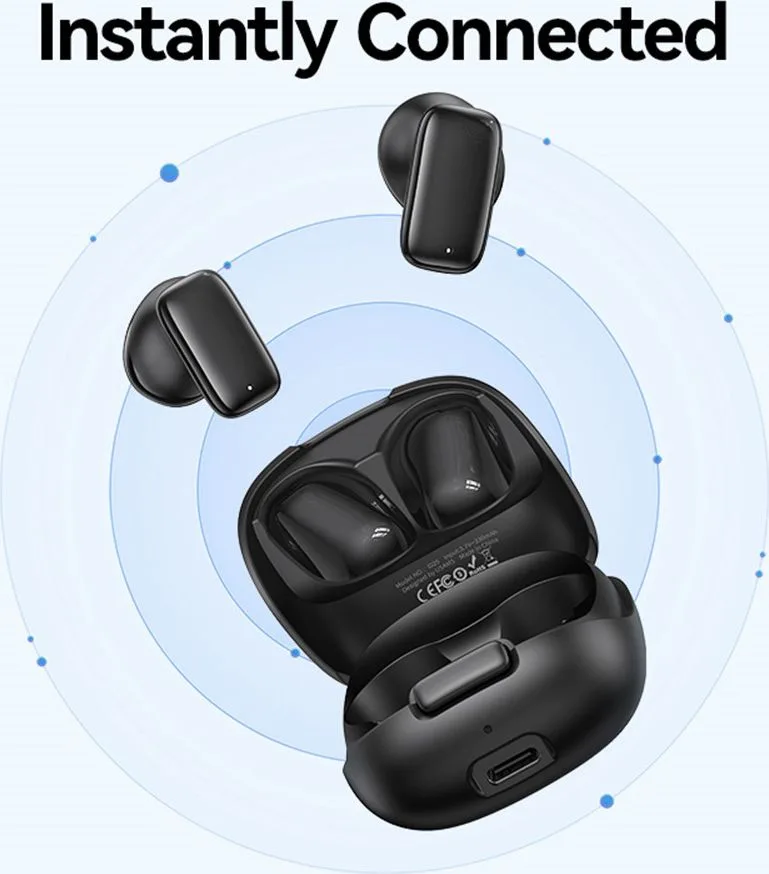 USAMS earphones με θήκη φόρτισης ID25, TWS, Φ13mm, 30/230mAh, μαύρα — εικόνα 3