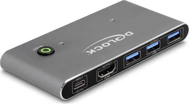 DELOCK HDMI KVM switch 18647 με 4x θύρες USB 5Gbps, 8K/30Hz, γκρι — εικόνα 2